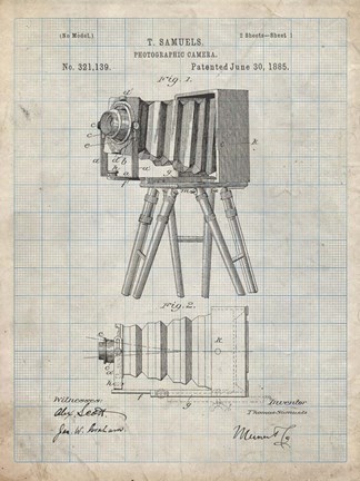 Framed Photographic Camera Patent - Antique Grid Parchment Print