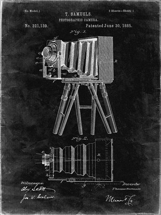 Framed Photographic Camera Patent - Black Grunge Print