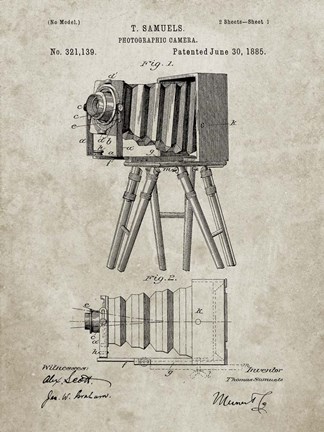Framed Photographic Camera Patent - Sandstone Print