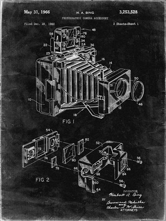 Framed Photographic Camera Accessory Patent - Black Grunge Print