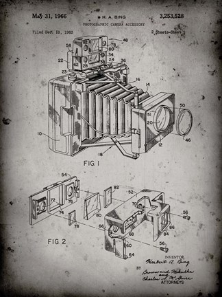 Framed Photographic Camera Accessory Patent - Faded Grey Print