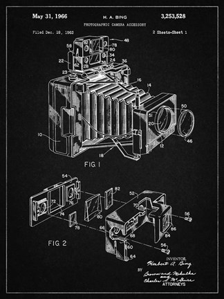 Framed Photographic Camera Accessory Patent - Vintage Black Print