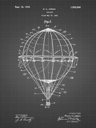 Framed Balloon Patent - Black Grid Print