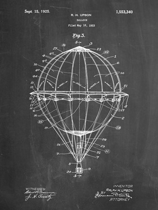 Framed Balloon Patent - Chalkboard Print