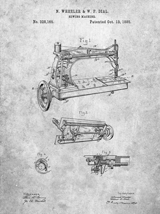 Framed Sewing Machine Patent - Slate Print