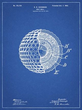 Framed Golf Ball Patent - Blueprint Print
