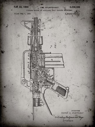 Framed Firearm With Auxiliary Bolt Closure Mechanism Patent - Faded Grey Print