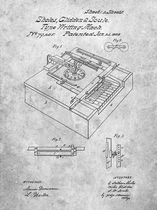 Framed Type Writing Machine Patent - Slate Print