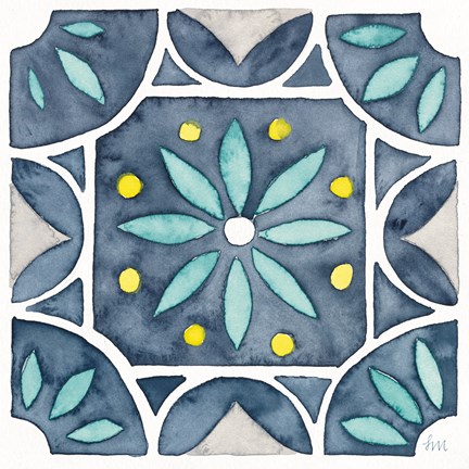 Framed Garden Getaway Tile VIII Blue Print