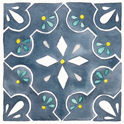 Framed Garden Getaway Tile II Blue Print
