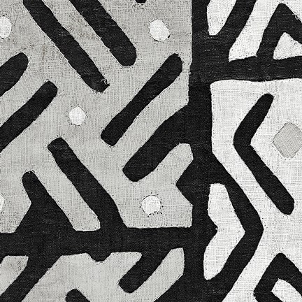 Framed Kuba Cloth I Square II BW Print