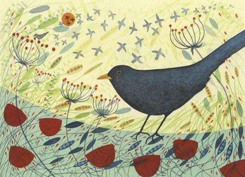 Framed Spring Blackbird 1 Print