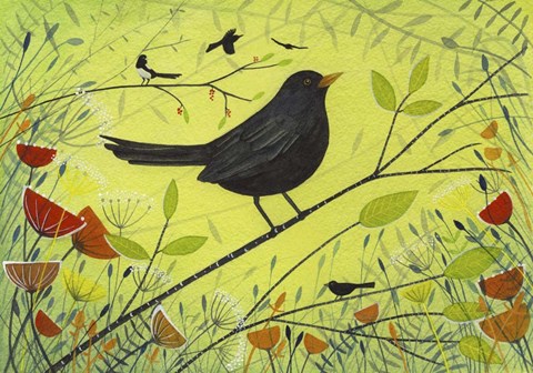 Framed Spring Blackbird 2 Print