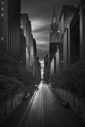 Framed 42st Sunset BW Print