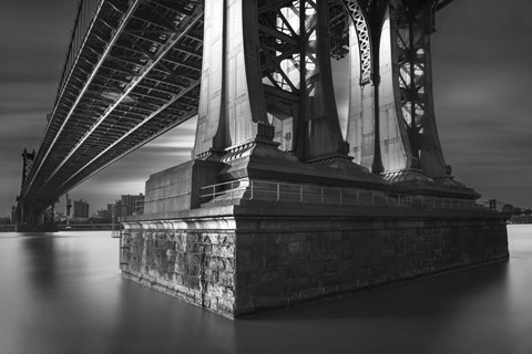 Framed Manhatan Bridge Column Bw Flat Print