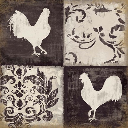 Framed Rooster Silhouette II Print
