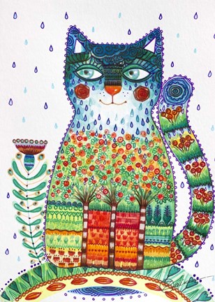 Framed 1 Rain Cat Print