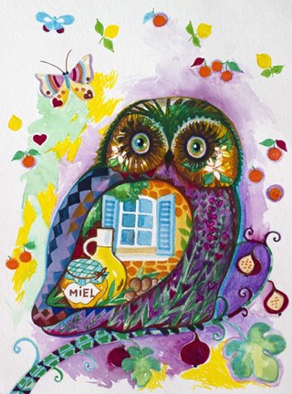 Framed Lavender Owl Print