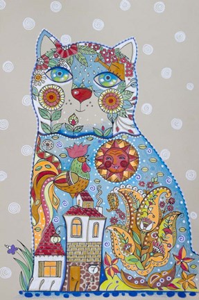 Framed Cat And Cock 3 Print