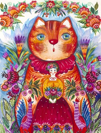 Framed Folk Red 2 Print