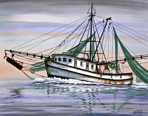 Framed Shrimper Out Print