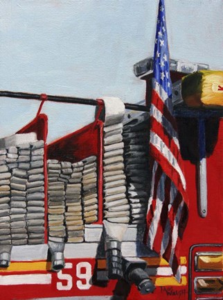 Framed Engine 59 American Flag Print