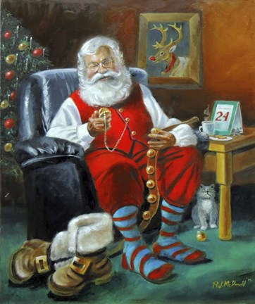 Framed Santa In Chair Print