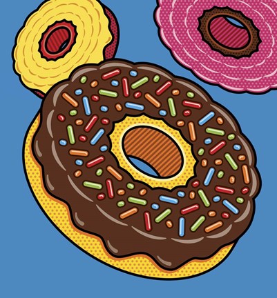 Framed Doughnuts On Blue Print