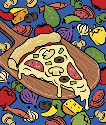 Framed Pizza Slice With Toppings Print