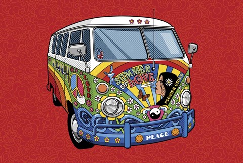 Framed Sixties VW Hippy Van Print