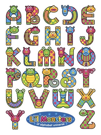 Framed Li'l Monsters of Alphabet Universe Print