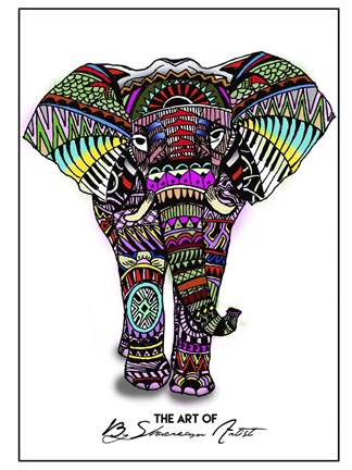 Framed Color Elephant Print