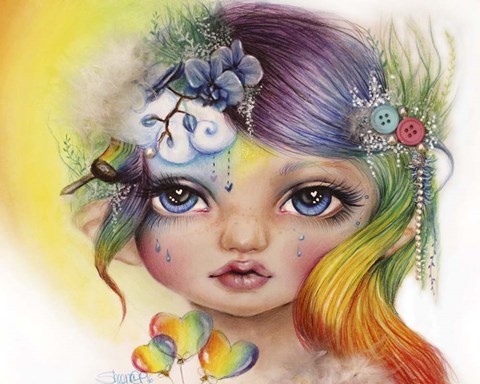 Framed Rainbow Rosalie - MunchkinZ Elf Print