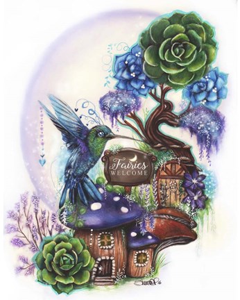 Framed Fairies Welcome - Garden Whimzies Print