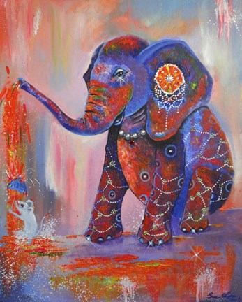 Framed Elephant Festival Colour Print