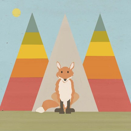 Framed Fox In The Rainbow Forest Print
