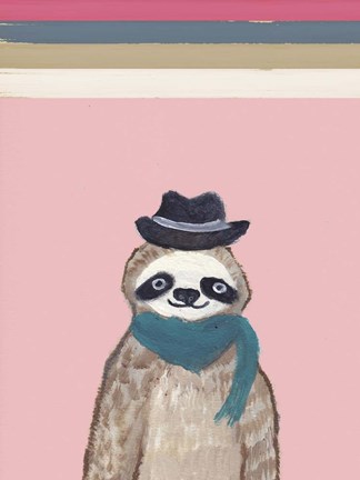Framed Hipster Sloth with Stripes Print