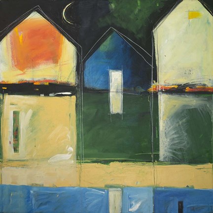 Framed Houses By River Print