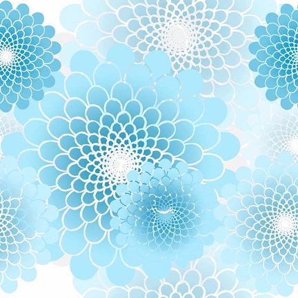 Framed Spiral Flowers Pattern Baby Blue Print