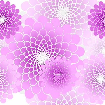 Framed Spiral Flowers Pattern Pink Print