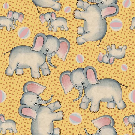 Framed Cute Baby Elephant Pattern Print