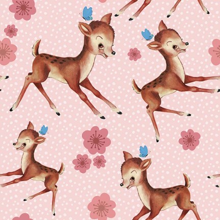 Framed Cute Baby Deer Pattern Print