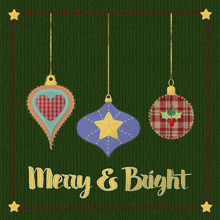 Framed Merry And Bright Folk Art Print