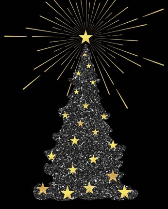 Framed Park Avenue Starry Christmas Tree Print