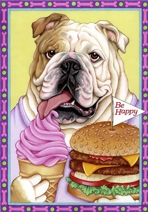 Framed Bulldog Hamburger Print