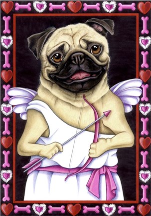 Framed Pug Cupid Print