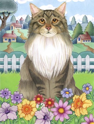Framed Spring Maine Coon Print