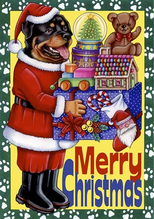 Framed Xmas Rottweiler Print