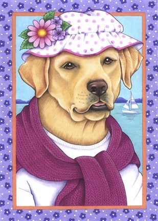 Framed Yellow Lab Sunhat Print