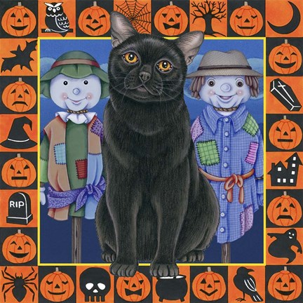 Framed Halloween Black Cat Print
